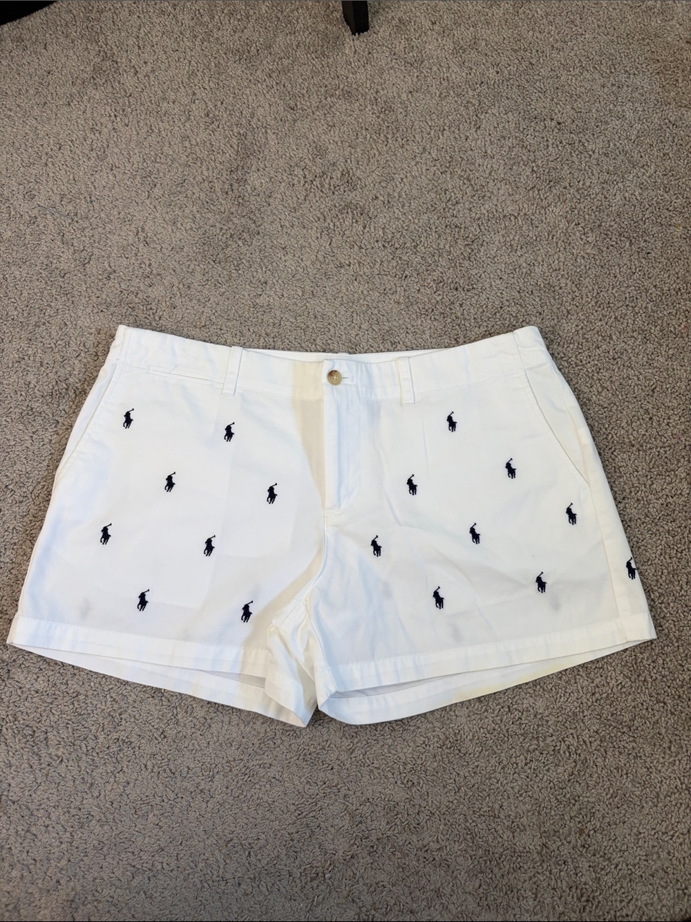 Polo by Ralph Lauren White Embroidered Polo Player Shorts